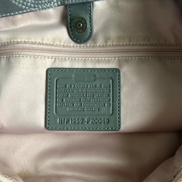 Coach Grey Canvas Patent Leather Handbag Shoulder Bag - Picture 13 of 16